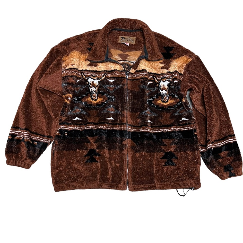 Vintage Sherpa Western Sweater Jacket Size Large